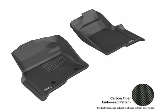 3D Maxpider Front Row Custom Fit All-Weather Kagu Black Floor Mat for 2009-2014 Regular-Super Cab-Super Crew Ford F-150 Models - 2 Eyelets