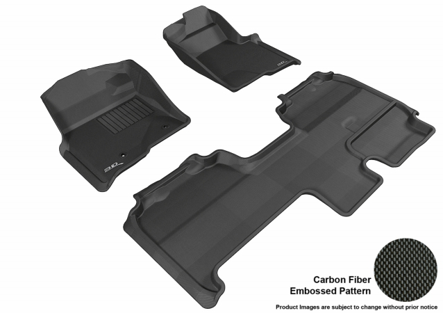 3D Maxpider Complete Set Custom Fit All-Weather Kagu Black Floor Mat for 2009-2014 Super Cab Ford F-150 Models, 2 Eyelets -  Strike3, ST700414