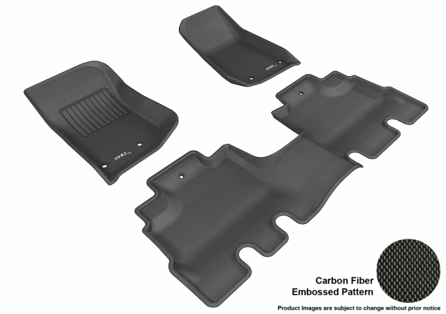 3D Maxpider Complete Set Custom Fit All-Weather Kagu Black Floor Mat for 2014-2016 Jeep Wrangler Unlimited Models - Black