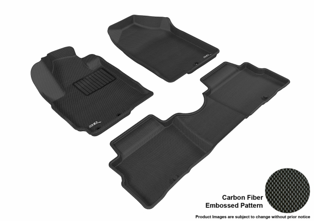 3D Maxpider Complete Set Custom Fit All-Weather Kagu Black Floor Mat for 2011-2013 Kia Soul Models