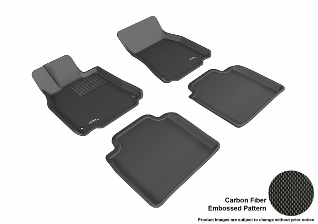 3D Maxpider Complete Set Custom Fit All-Weather Kagu Black Floor Mat for 2007-2012 Lexus LS460L Models