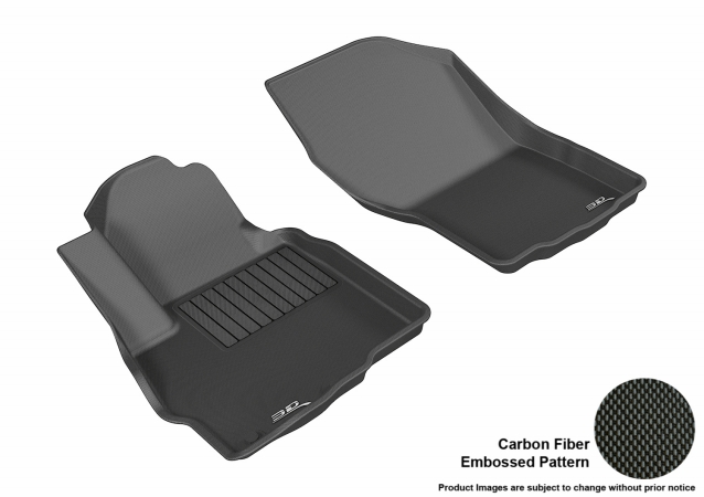 3D Maxpider Front Row Custom Fit Kagu Black Floor Mat for 2011-2016 Mitsubishi Outlander Sport Models - Black
