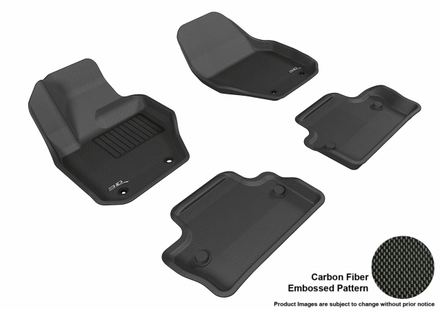 3D Maxpider Complete Set Custom Fit All-Weather Kagu Black Floor Mat for 2010-2015 Volvo S60 Models - Black