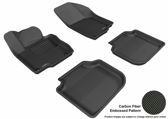 3D Maxpider Complete Set Custom Fit All-Weather Kagu Black Floor Mat for 2012-2016 Volkswagen Passat Models - Black