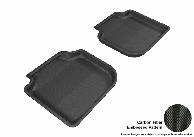 3D Maxpider Second Row Custom Fit All-Weather Kagu Black Floor Mat for 2012-2016 Volkswagen Passat Models - Black