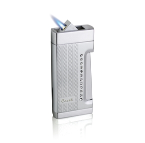 Picture of Caseti CAL233ET3 Marvolo Single Jet Flame Cigar Lighter - Engine Turn & Clear Crystal