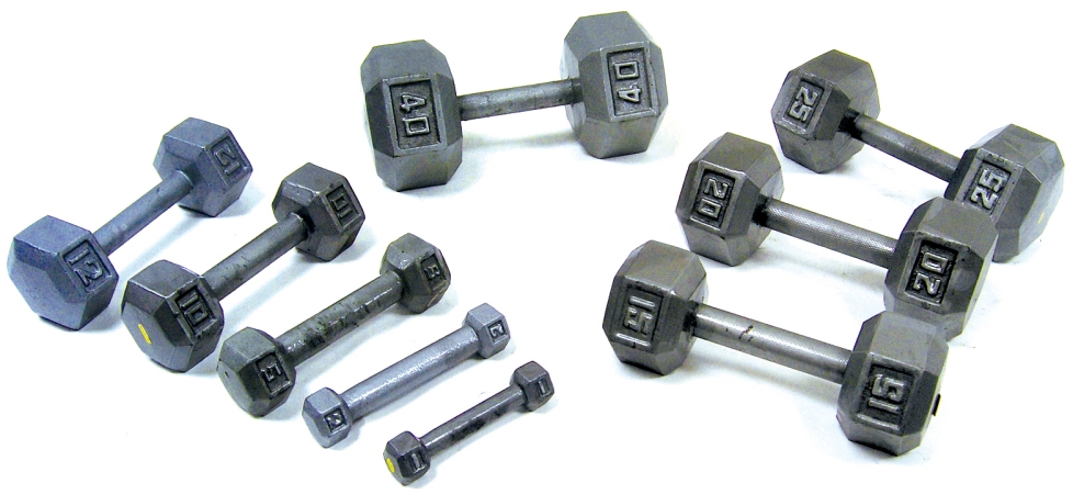 3464 10lbs Cast Iron Hex Dumbbell
