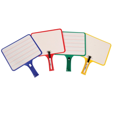 1438927 Rectangular Lined Dry Erase Paddle with 10 Markers - 12.5 x 10 in., Assorted Color - Pack of 10