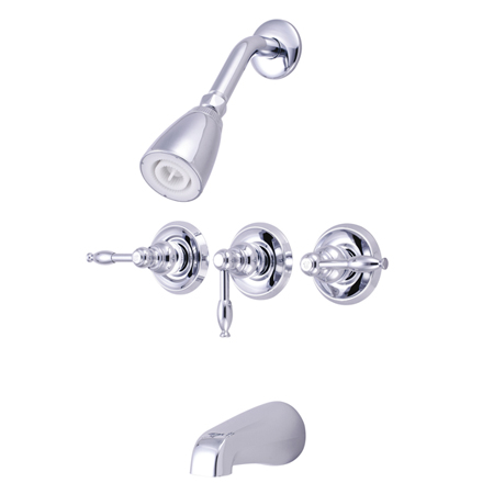 Picture of Kingston Brass KB231KL Tub & Shower Faucet With 3 Handles - Polished Chrome