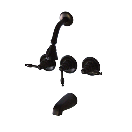 Picture of Kingston Brass KB235KL Tub & Shower Faucet With 3 Handles - Oil Rubbed Bronze