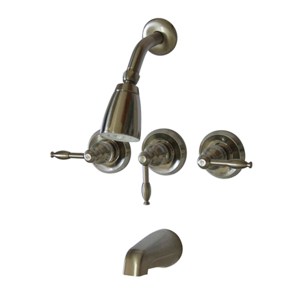 Picture of Kingston Brass KB238KL Tub & Shower Faucet With 3 Handles - Satin Nickel