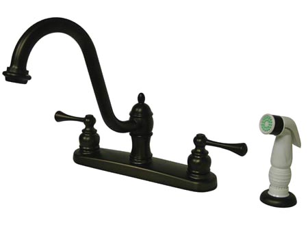 Picture of Kingston Brass KB3115BL 8 Inch Center Kitchen Faucet With Side Sprayer - Oil Rubbed Bronze