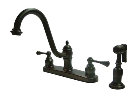 Picture of Kingston Brass KB3115BLBS 8 Inch Center Kitchen Faucet With Brass Side Sprayer - Oil Rubbed Bronze