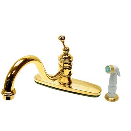 Picture of Kingston Brass KB3572BL Mono Deck Mount Kitchen Faucet With Side Sprayer - Polished Brass