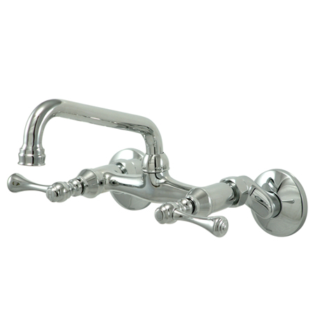 4 Inch -8 Inch Adjustable Center Wall Mount Kitchen Faucet - Polished Chrome