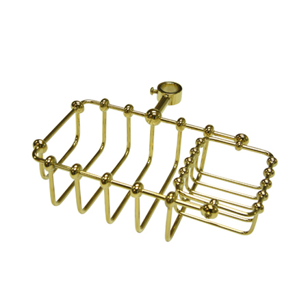 7 Inch Riser Mount Soap Basket - Polished Brass