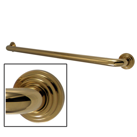 30 Inch Milano 3 Layer Flange Grab Bar - Polished Brass