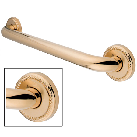 24 Inch Laurel Decor Grab Bar - Polished Brass