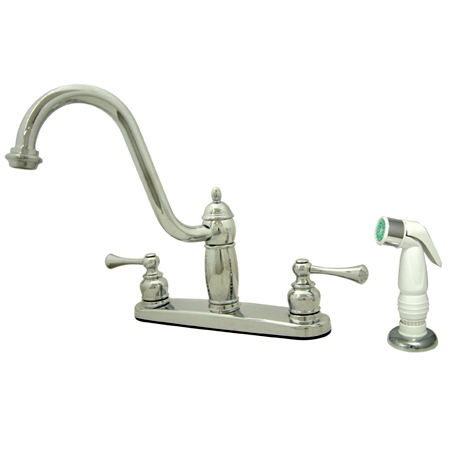 Picture of Kingston Brass KB1111BL 8 Inch Center Kitchen Faucet With Side Sprayer - Polished Chrome