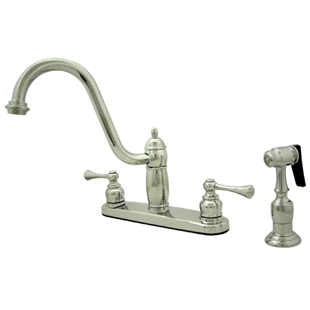 Picture of Kingston Brass KB1111BLBS 8 Inch Center Kitchen Faucet With Brass Side Sprayer - Polished Chrome