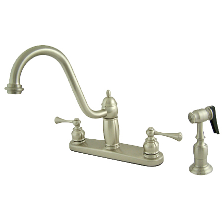 Picture of Kingston Brass KB1118BLBS 8 Inch Center Kitchen Faucet With Brass Side Sprayer - Satin Nickel