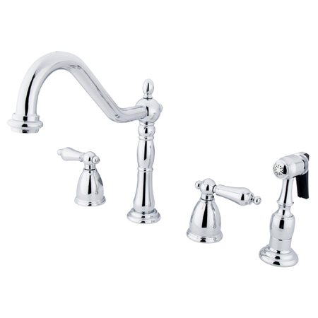 Picture of Kingston Brass KB1791ALBS 8 Inch -18 Inch Wide Spread Kitchen Faucet With Side Sprayer - Polished Chrome