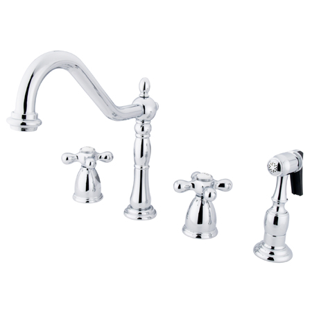 Picture of Kingston Brass KB1791AXBS 8 Inch -18 Inch Wide Spread Kitchen Faucet With Side Sprayer - Polished Chrome