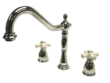 Picture of Kingston Brass KB1791PXLS 8 Inch -18 Inch Wide Spread Kitchen Faucet With Side Sprayer - Polished Chrome