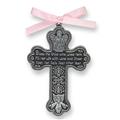 Picture of CA Gift 14175X Crib Cross-Bless This Child with Pink Ribbon - Pewter