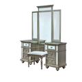 Picture of Benjara BM207389 32 x 63.12 x 18 in. 3 Piece Vanity Set with Mirror Inserts & Tri Fold Mirror&#44; Silver