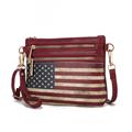 Picture of MKF Collection by Mia K. MKF-FG7405BRG Alisson Vegan Leather Womens FLAG Crossbody/Wristlet Bag