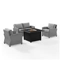 Picture of Crosley KO70168GY-GY 4 Piece Bradenton Wicker Convers Set with Fire Table&#44; Gray