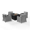 Picture of Crosley KO70172GY-GY 5 Piece Bradenton Wicker Convers Set with Fire Table&#44; Gray