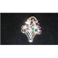 Picture of Designer Jewelry JF106S Flower Basket in 925 Sterling Silver Brooch