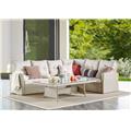 Picture of Alaterre AWWC0134456CC 57 in. Canaan Outdoor Wicker Corner Sectional Loveseat & Sofa with Coffee Table - Cream