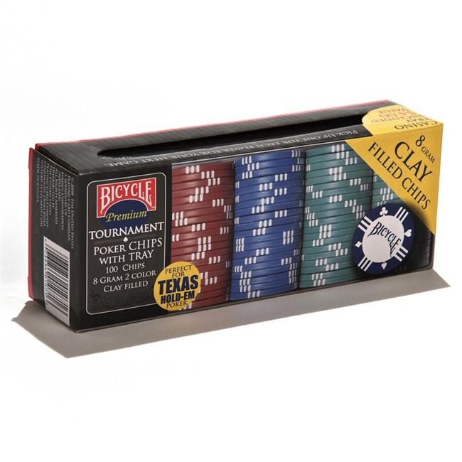 Bicycle JKR130011921 Premium Clay Poker Chip Card Set with Tray  100 Count