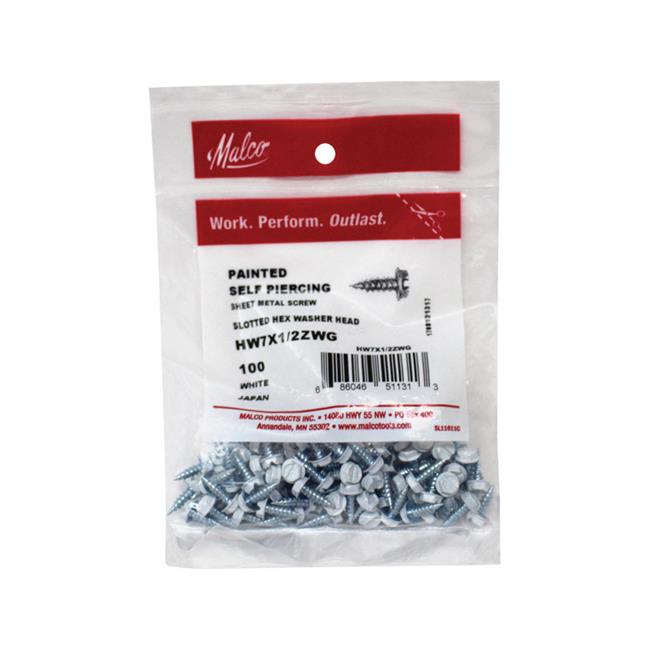 Malco 5951678 No.7 x 0.5 in. Slotted Hex Sheet Metal Screws