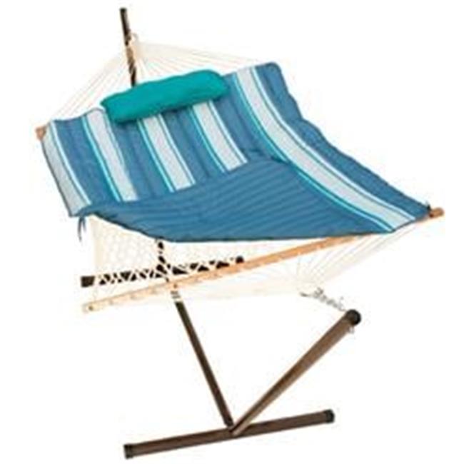 Algoma Net 8919STRIPE 11 ft. Cotton Rope Hammock Stand - Pad & Pillow Combina...