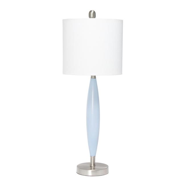 Lalia Home Stylus Table Lamp with White Fabric Shade Blue