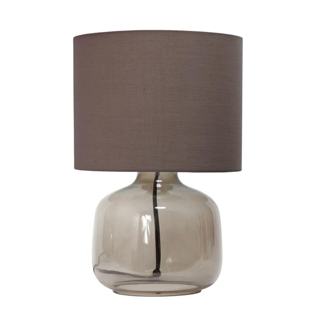 Simple Designs Glass Table Lamp with Fabric Shade Smoke with Gray Shade