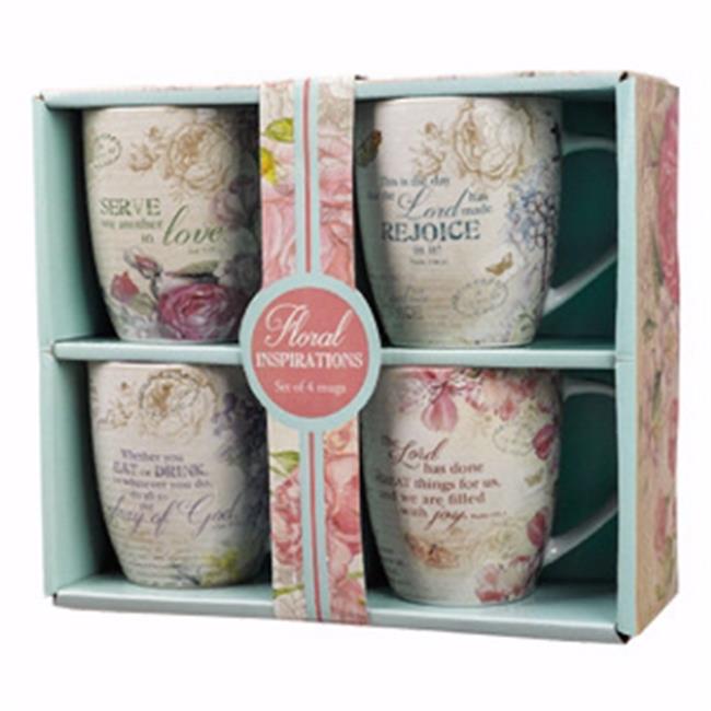 Christian Art Gifts 0086883 Mug Set-Floral Inspirations - Set of 4