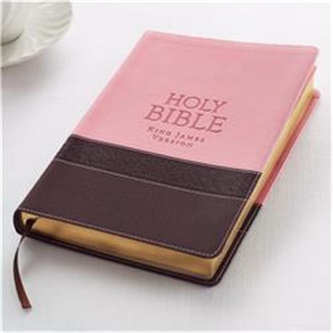 KJV Thinline Large Print Bible-Brown & Pink LuxLeather