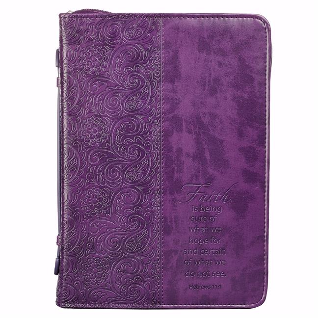 Christian Art Gifts 134900 Faith Trendy Lux Leather Bible Cover  Purple - Ext...
