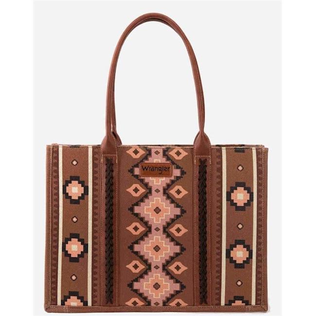 Montana West 38154X Aztec Wrangler Canvas Tote Dark Brown