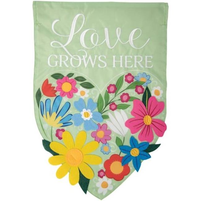 Carson Home Accents 375256 Garden Flag - Double Applique - Love Grows Here - ...