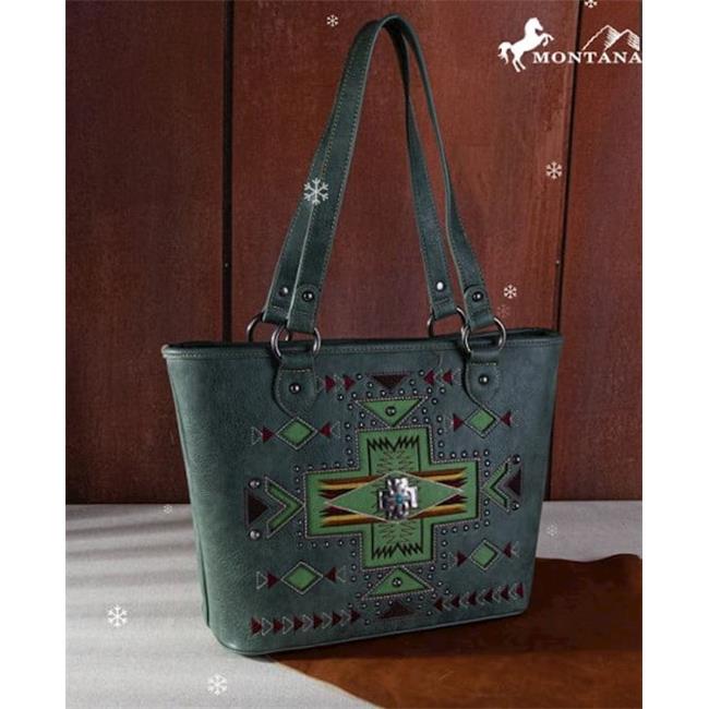Montana West 452758 Aztec Cross Concealed Carry Tote Green