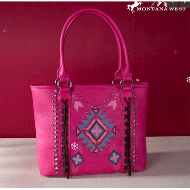 Montana West 45276X Aztec Cross Concealed Carry Tote Hot Pink