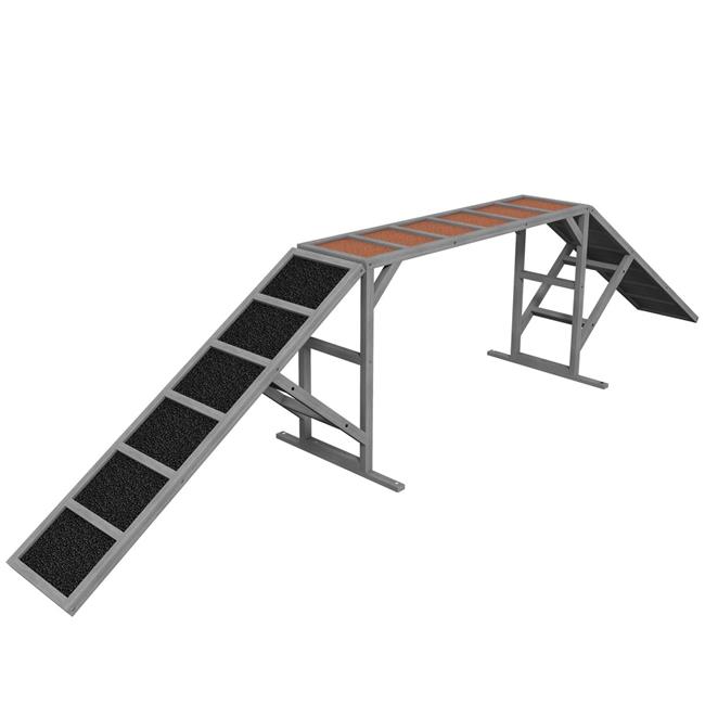 PawHut Dog Agility Equipment Ramp with Safety Bar Non-slip Surface for Walk &...