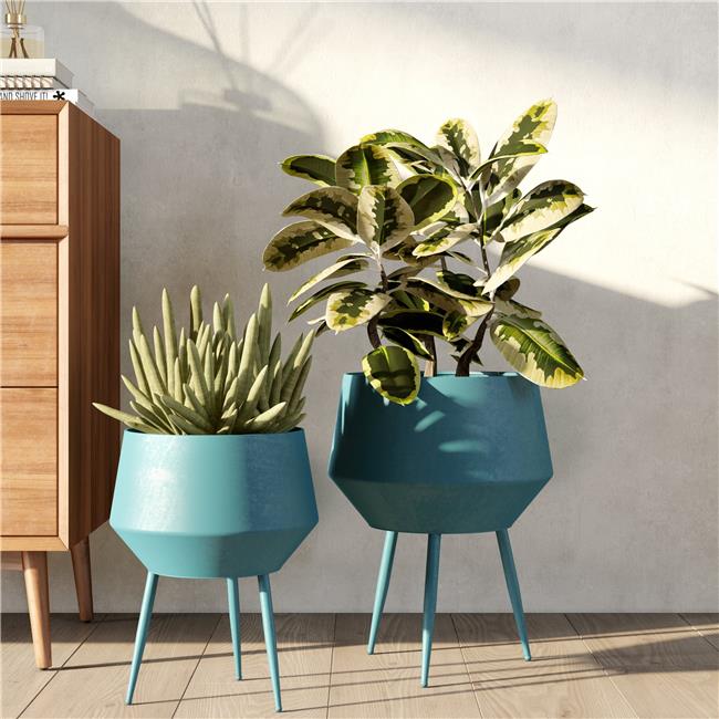 Aspire 7937 Huxley Mid Century Modern Planters  Blue - Set of 2