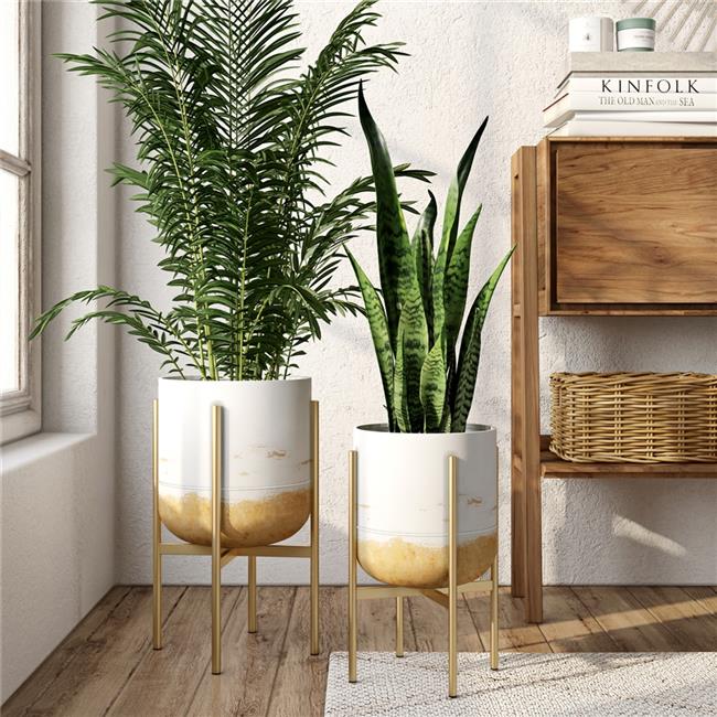 Aspire Paloma Modern Planters White & Gold - Set of 2